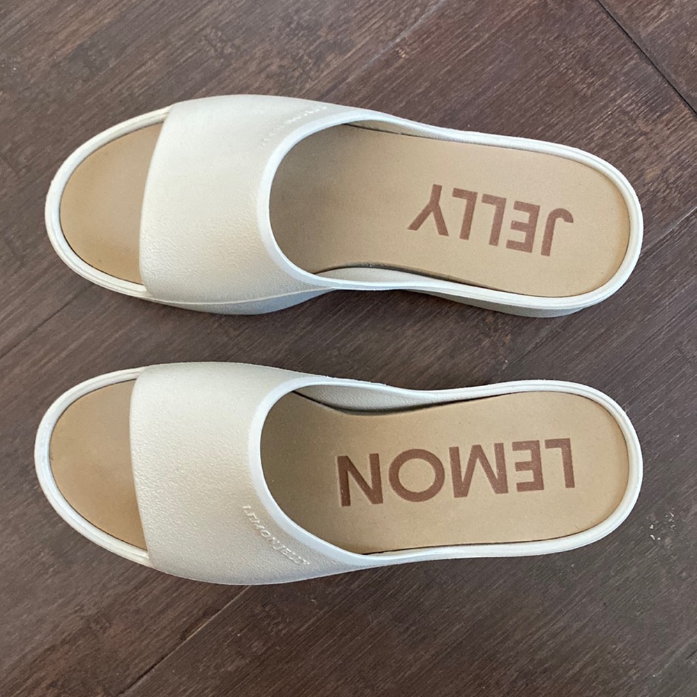 Lemon Jelly platform sandals. Super comfy and cute champagne colour